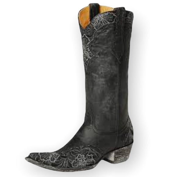 Old Gringo Shoes - Old Gringo Erin Western Embroidered Black Leather Boot 13”, Size 8, Snip Toe